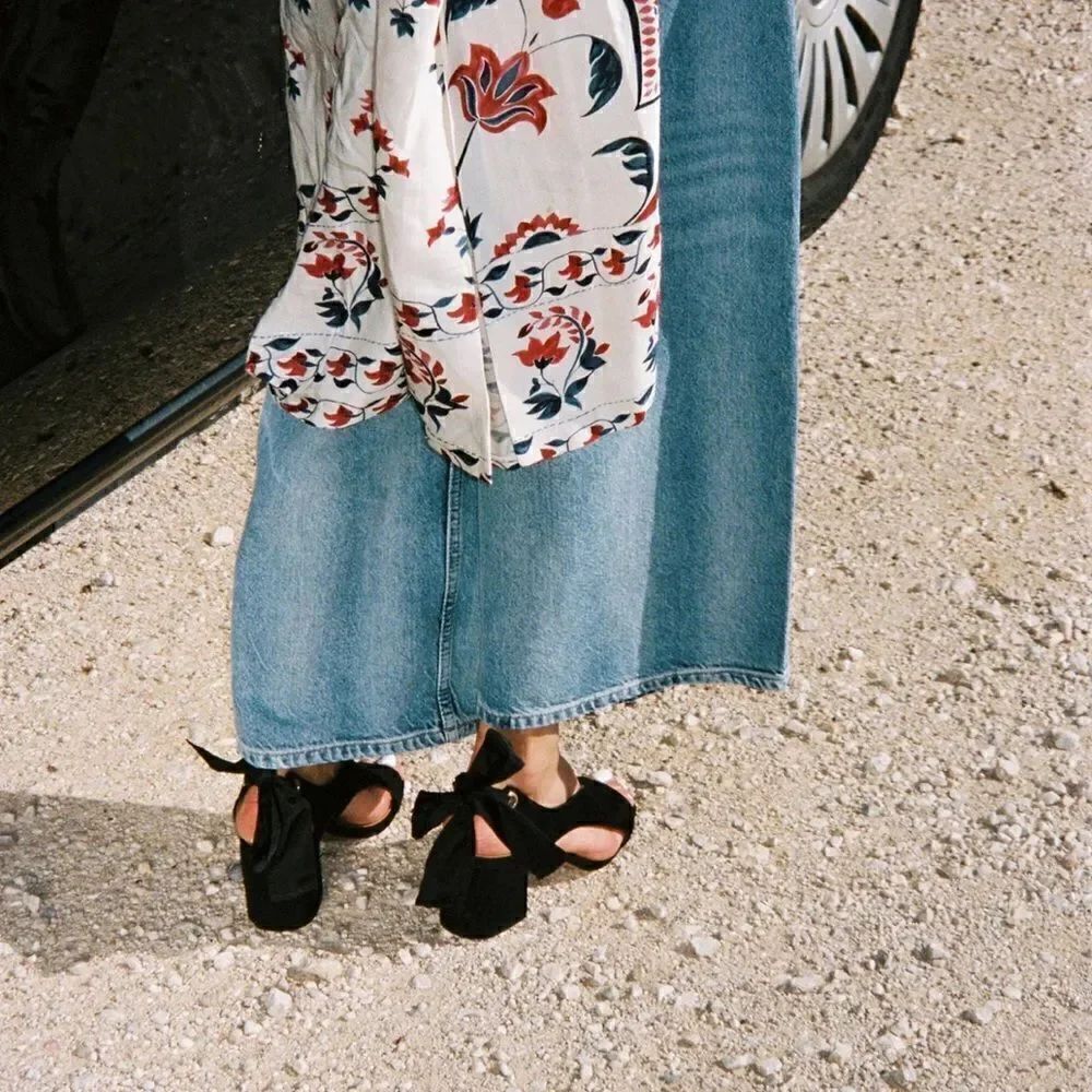 Nomasei Camoscio Sandal Black Suede With Bow Detail! — image 3 of 8